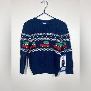 Lands' End Boys Holiday Fair Isle Cotton Sweater Size 2T NWT tree in truck